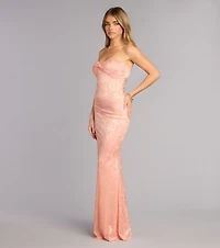 Averie Floral Lace Strapless Mermaid Dress