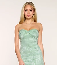Averie Floral Lace Strapless Mermaid Dress