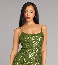 Mari Sequin Lace-Up Formal Dress