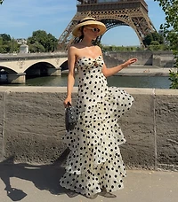 Valerie Polka Dot Ruffle Formal Dress