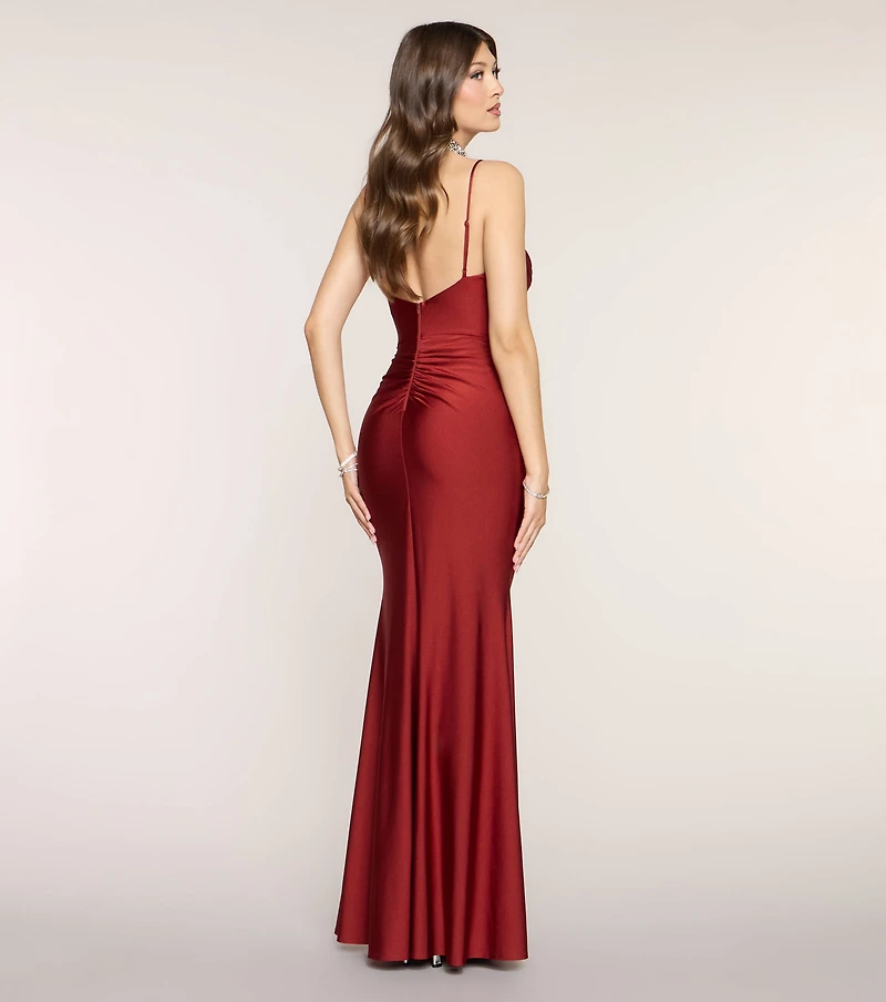 Coleen Cowl Neck Slit Formal Dress