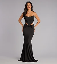 Gina Satin Corset Mermaid Formal Dress