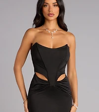 Gina Satin Corset Mermaid Formal Dress