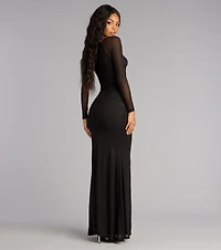 Michelle Glitter Cutout Mermaid Formal Dress