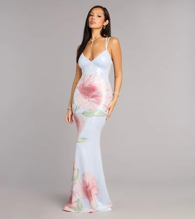 Chance Floral Sequin Mermaid Formal Dress