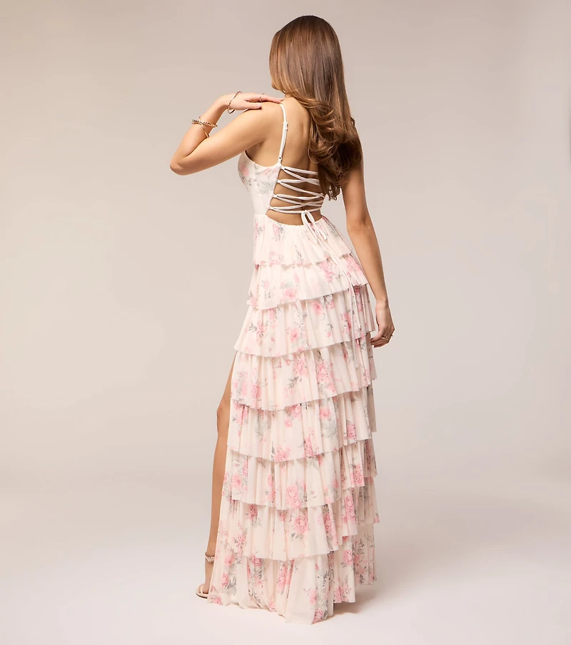 Colette Floral Ruffle Formal Dress