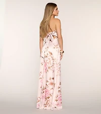 Aubrielle Floral Satin Formal Dress