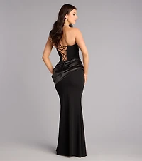 Heather Crepe Satin Lace-Up Formal Dress