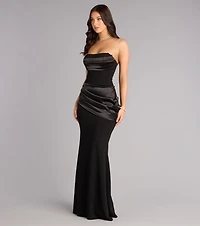 Heather Crepe Satin Lace-Up Formal Dress