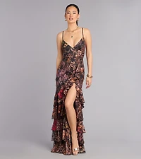 Megan Leopard Floral A-Line Formal Dress
