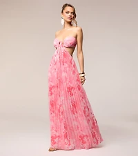 Molly Floral Pleated A-Line Formal Dress