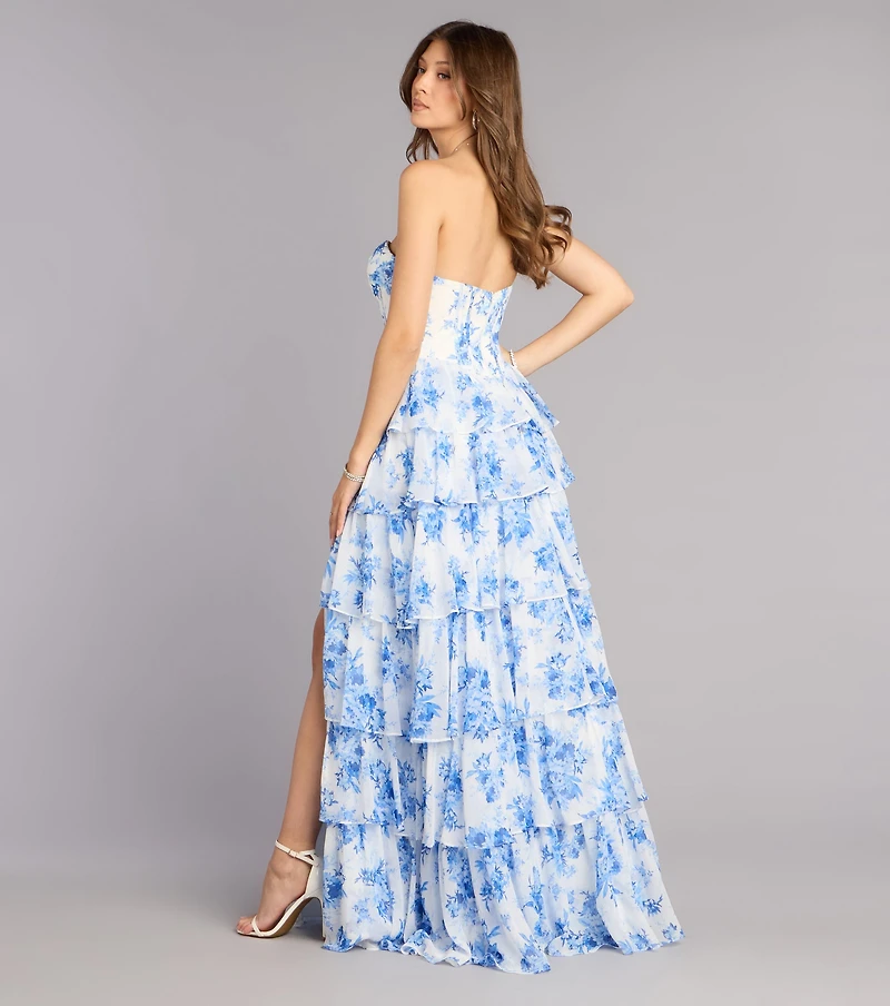 Amalia Floral Chiffon Formal Dress