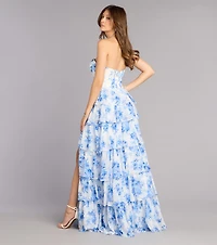 Amalia Floral Chiffon Formal Dress