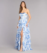 Amalia Floral Chiffon Formal Dress