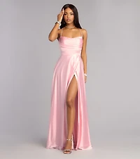 Natasha Satin A-Line Formal Dress