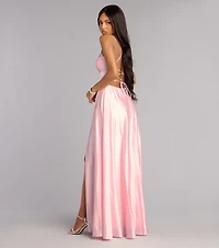 Natasha Satin A-Line Formal Dress