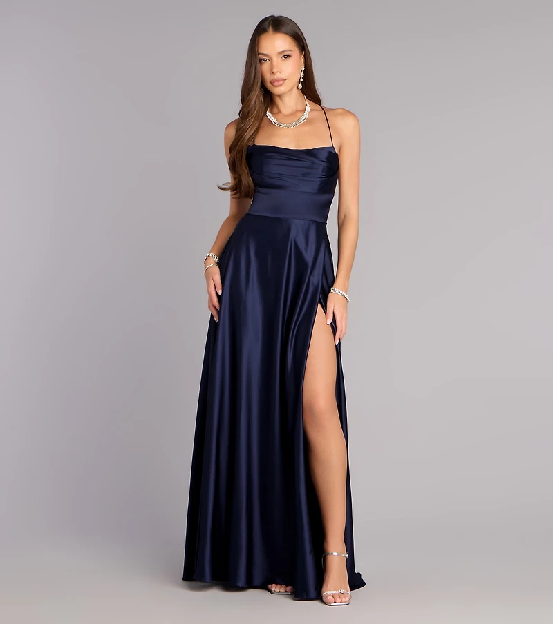 Natasha Satin A-Line Formal Dress