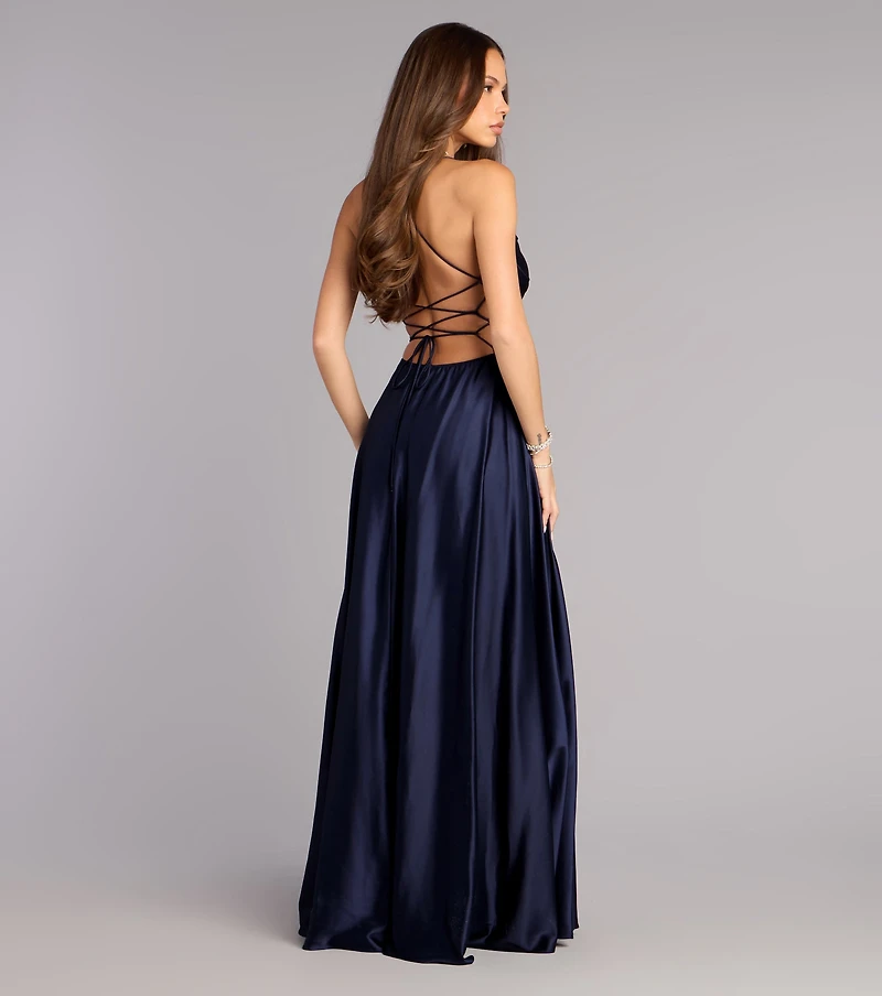 Natasha Satin A-Line Formal Dress