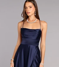 Natasha Satin A-Line Formal Dress
