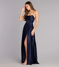 Natasha Satin A-Line Formal Dress