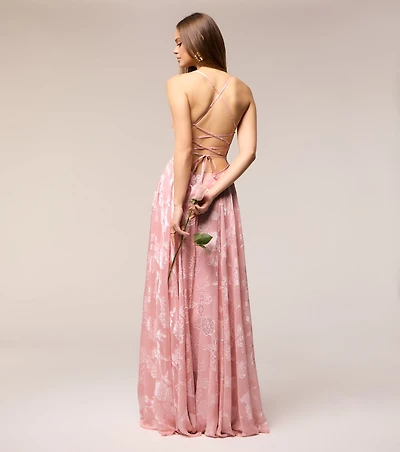 Vivienne Floral Brocade Lace-Up Dress