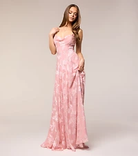 Vivienne Floral Brocade Lace-Up Dress