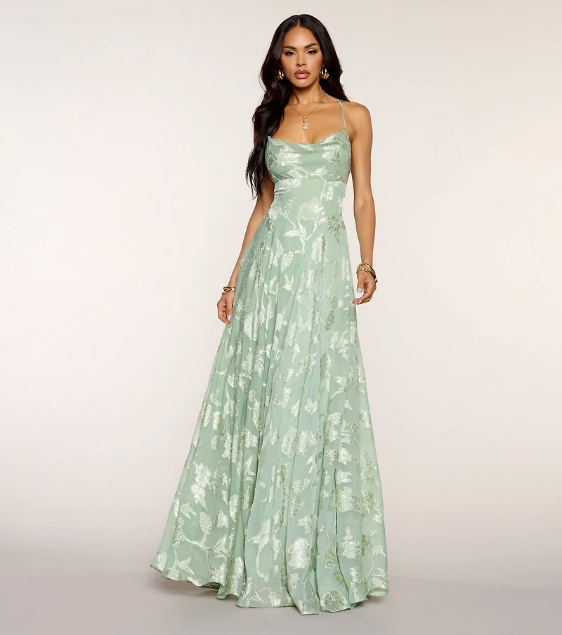 Vivienne Floral Brocade Lace-Up Dress