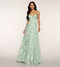 Vivienne Floral Brocade Lace-Up Dress