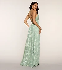 Vivienne Floral Brocade Lace-Up Dress