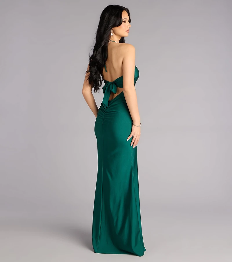 Becky V-Neck Tie-Back Slit Mermaid Dress