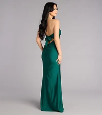 Becky V-Neck Tie-Back Slit Mermaid Dress