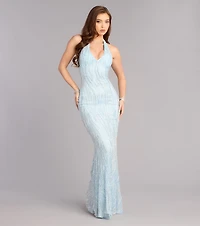 Faith Sequin Pearl Bead Formal Dress