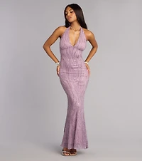 Faith Sequin Pearl Bead Formal Dress