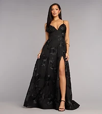 Quinn Soutache A-Line Slit Formal Dress