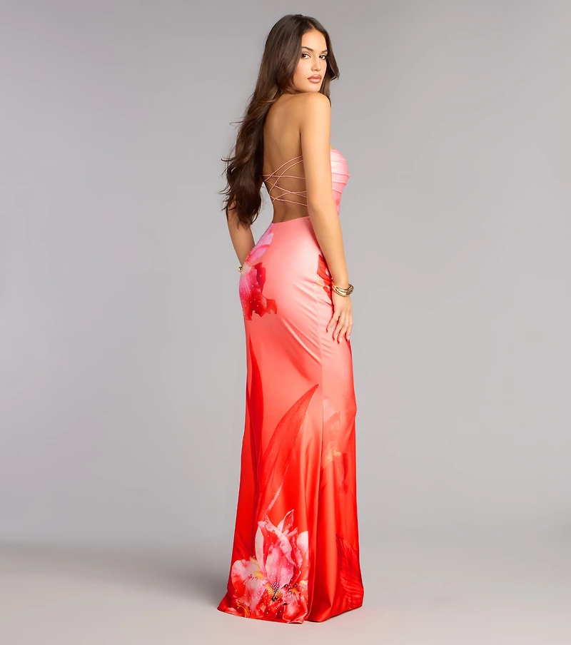 Summer Tropical Strappy Formal Dress