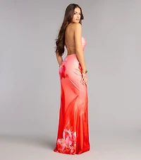 Summer Tropical Strappy Formal Dress