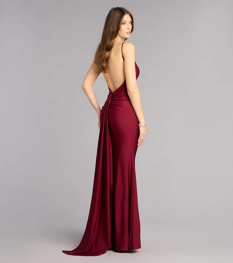 Haley Open Back Sash Mermaid Formal Dress