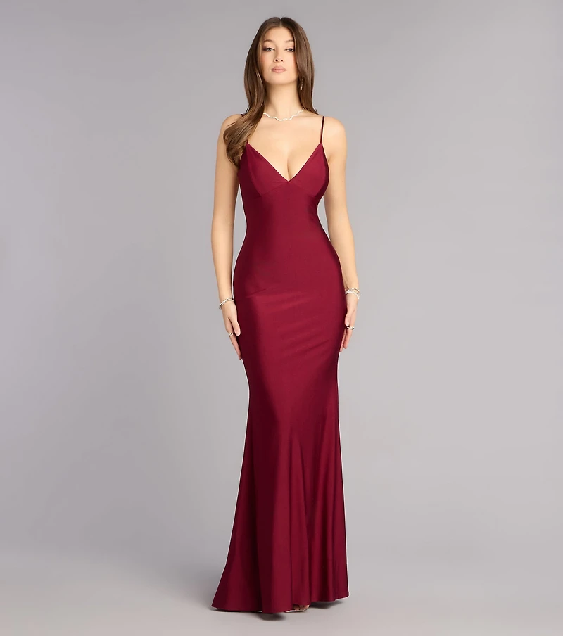 Haley Open Back Sash Mermaid Formal Dress