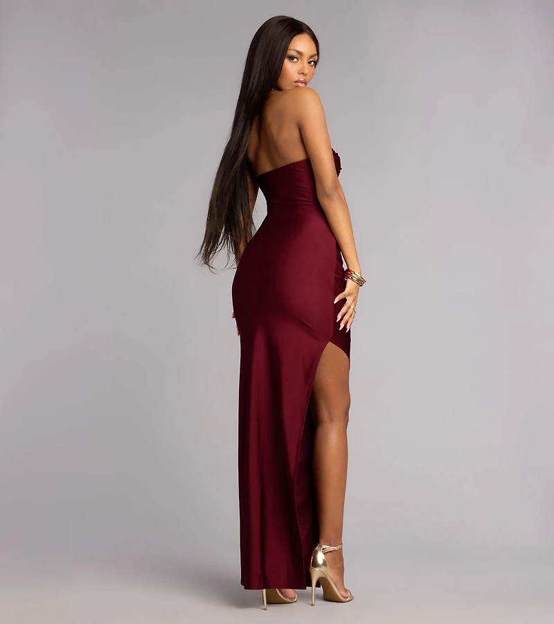 Anisley Strapless High Slit Column Formal Dress