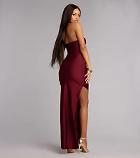 Anisley Strapless High Slit Column Formal Dress