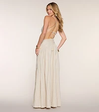 Gianna Striped Linen A-Line Formal Dress