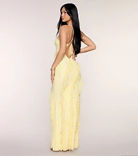 Lisi Mesh Applique Ruffle Formal Dress