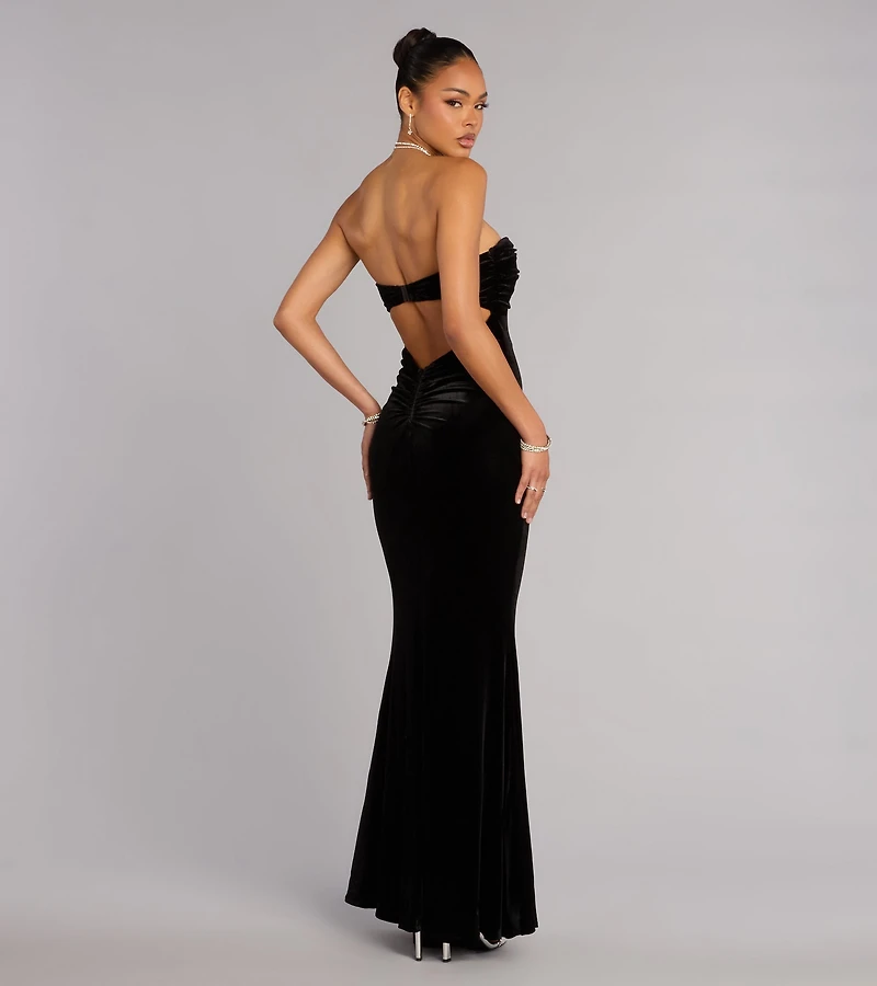 Adella Velvet Strapless Mermaid Formal Dress
