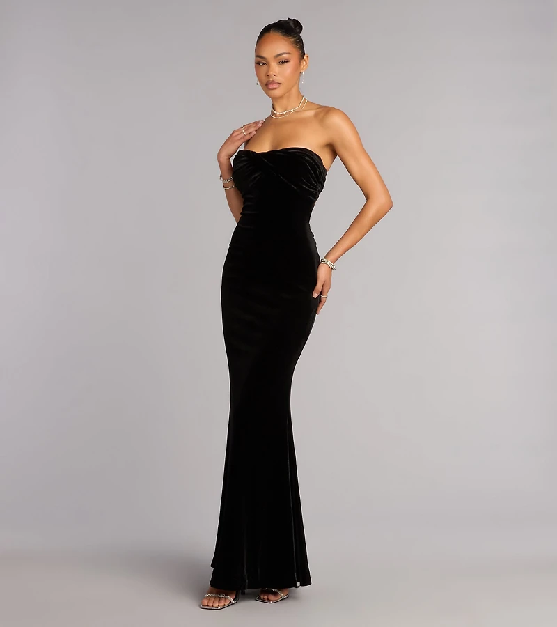Adella Velvet Strapless Mermaid Formal Dress