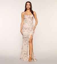 Claire Floral Slit Mermaid Formal Dress