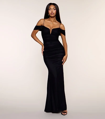 Jaslyn Ruched Mesh Mermaid Formal Dress