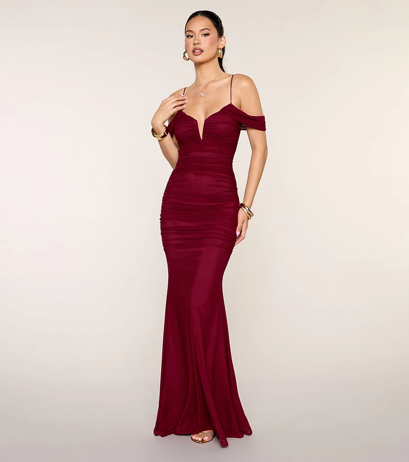 Jaslyn Ruched Mesh Mermaid Formal Dress