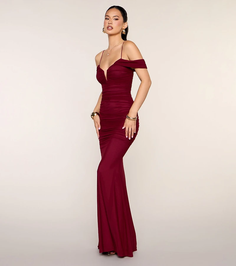 Jaslyn Ruched Mesh Mermaid Formal Dress