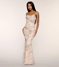 Elise Floral Mesh Mermaid Formal Dress