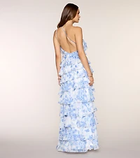 Steffanie Floral Chiffon Formal Dress